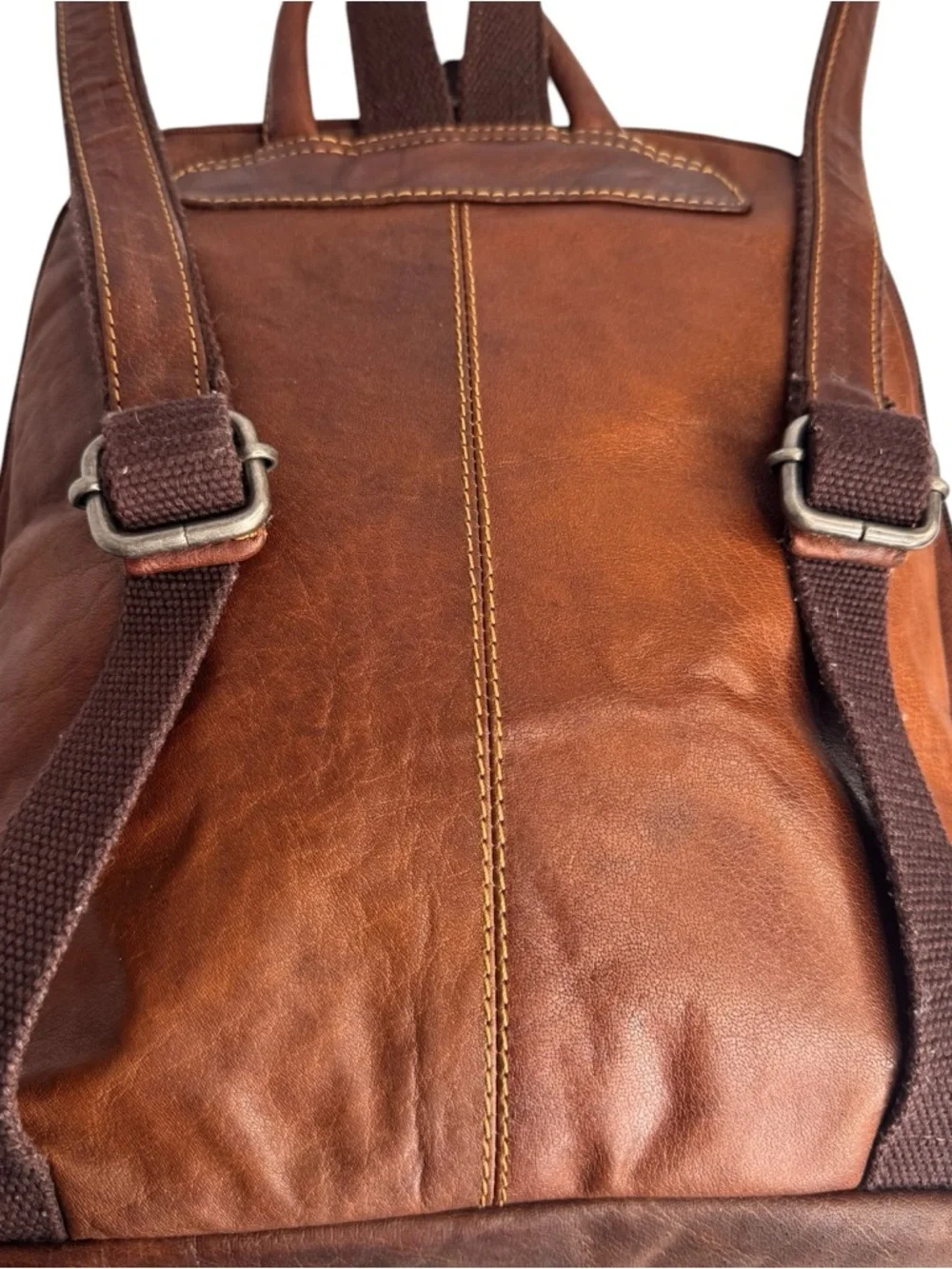 Jack Georges Voyager Buffalo Leather Backpack Cognac Brown
